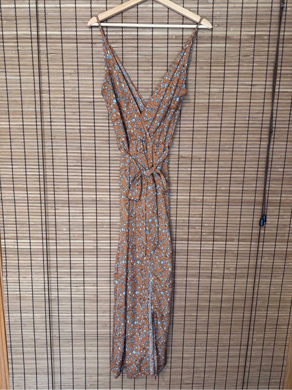 Shein orange floral dress with spaghetti straps and two front slits